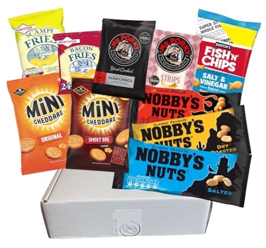 Ultimate Snack Box - Great for Film/Date Night or Sharing - Crisps, Nuts, Pork Scratchings - Mini Cheddars, Scampi & Bacon Fries and Many More Tasty Snacks! - Exclusive to Delivrowe