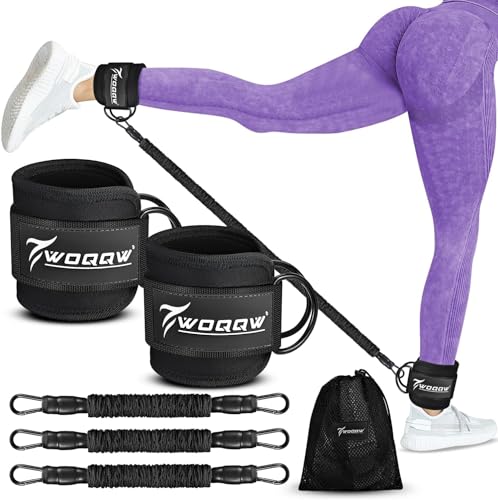 Resistance Bands Set, Ankle weights Resistance Bands with Cuffs, Glutes Workout Equipment, Legs Resistance Bands with Ankle Strap for Women & Men, Home Gym Exercise Equipment - Black