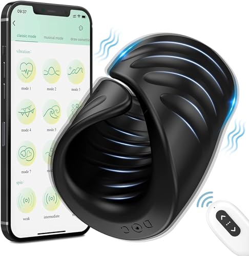 Mens Sex Toys for Men Adult Masturbator, Penis Training Vibrator with APP Remote Control, Sex Toys4mens UK Masturbation Pleasure, 9 Vibrating Cock Ring Design Couples Sex Toy for Sex Games, Penis Pump - Black