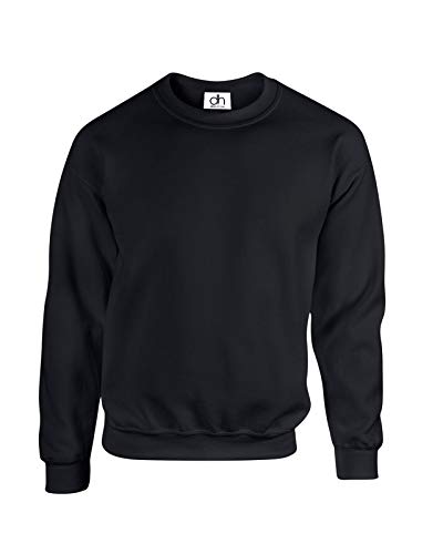 D&H CLOTHING UK Premium Sweatshirts Plain Workwear Casual Crewneck Jumper Sweater Sports Leisure Fleece - 3XL - Black