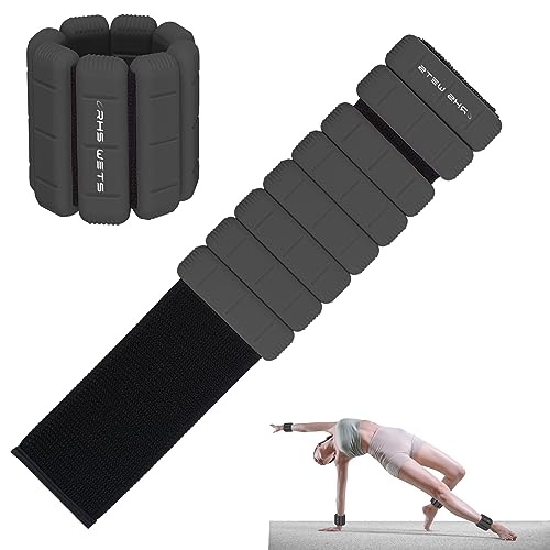 UK Patented Wearable Wrist Weights - Set of 2 (1lb & 2lbs Each) for Women Men, Fashionable Ankle Weights Set for Yoga, Dance, Aerobics, Running, Walking - 1lb/each - Black