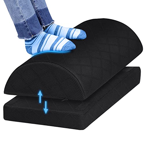 CushZone Foot Rest for Under Desk at Work Adjustable Foam for Office, Work, Gaming, Computer, Gift, Home Office Accessories Back & Hip Pain Relief 20inch (Black) - Black - 20" Large Size
