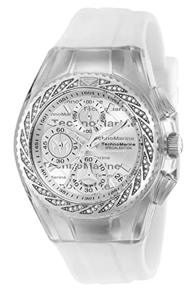 Technomarine Women's Cruise Stainless Steel Quartz Watch with Silicone Strap, White, 19 (Model: TM-115383)
