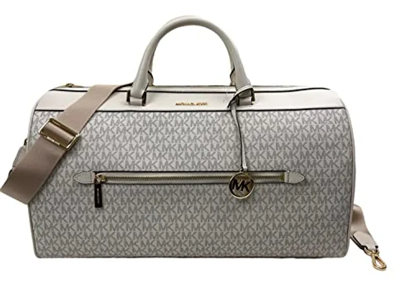 Michael Kors Travel Large Duffle Bag in PVC Signature (Light Cream)