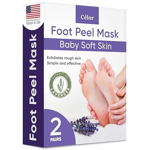 Foot Peeling Mask | Skin Care Pedicure Foot spa - Foot Mask & Foot Callus Remover with Aloe Vera Extract for Baby Soft Skin | Woman & Man | Remove Dead Skin, Cracked Feet & Callus | Lavender (2 Pairs) - Lavender - 2 Pair (Pack of 1)