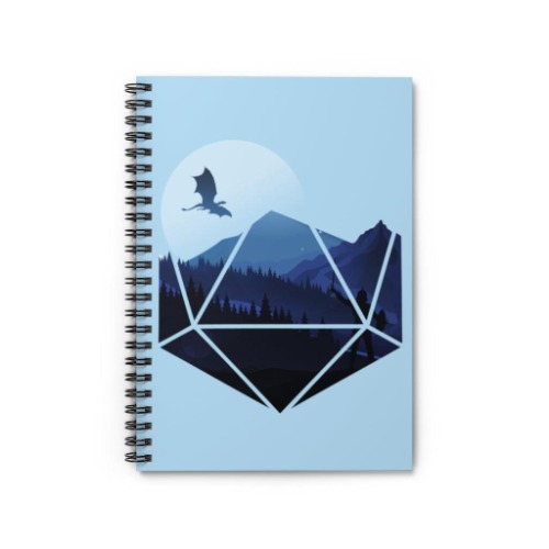Blue Polyhedral Landscape Spiral Notebook - 6" x 8"