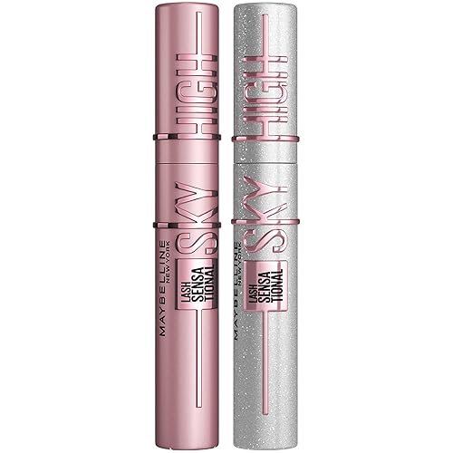Maybelline New York Lash Sensational Sky High Mascara, Volumising & Lengthening Mascara, Washable Flake-Free Formula: Black + Space Diamond (Duo Bundle)