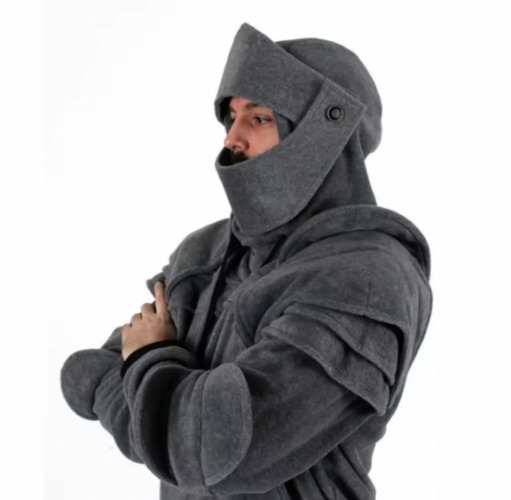 Medieval Cosplay Warrior Mask Men knight Hoodie | L / Gray