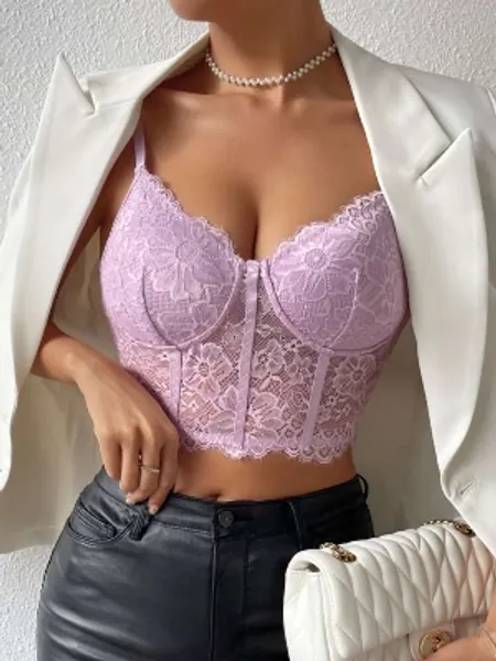 Lace Bustier Crop Cami Top