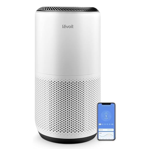 LEVOIT Air Purifiers for Home Large Room Up to 1980 Ft² in 1 Hr With Air Quality Monitor, Smart WiFi and Auto Mode, HEPA Filter Captures Pet Allergies, Smoke, Dust, Pollen, Core 400S, White - Cream White