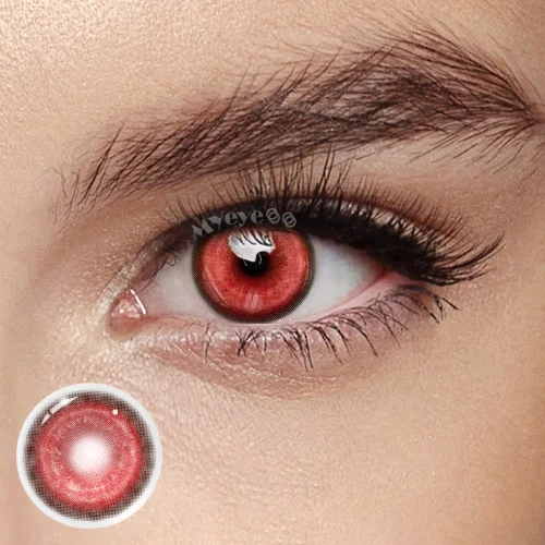 MYEYEBB Cyber Red Prescription Cosplay Colored Contact Lenses | 6 Months | 1 Day