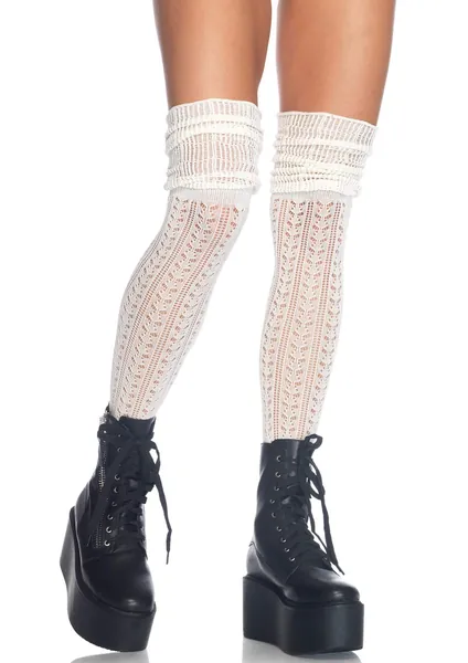 Leg Avenue Women's Pointelle Scrunch Knee Socks - One Size Ivory
