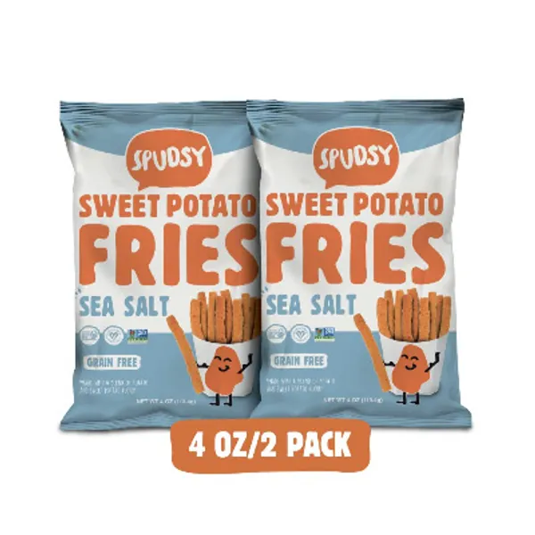 Spudsy Sweet Potato Fries | Vegan, Gluten Free Veggie Straws | Plant-Based, Allergen-free, Non-GMO, Kosher, Superfood Snack | 2 Pack, 4 oz Bags (Sea Salt Fry)
