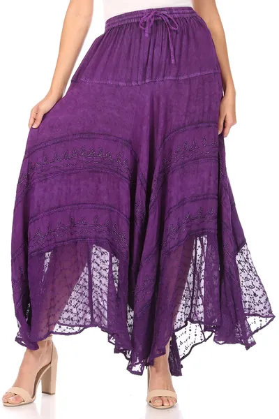 Sakkas Ivy Maiden Boho Skirt - One Size Purple