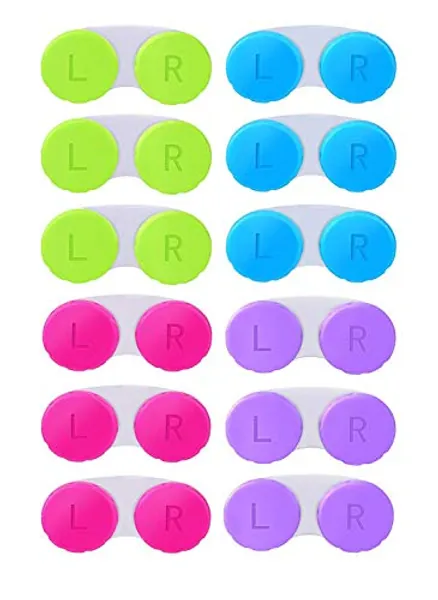 KISEER 12 Pack Colorful Contact Lens Case Box Holder Container Soak Storage Kit
