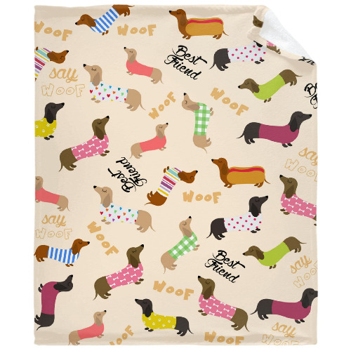 Cute Dachshund Flannel Throw Blanket - 5 / 130x150cm-M