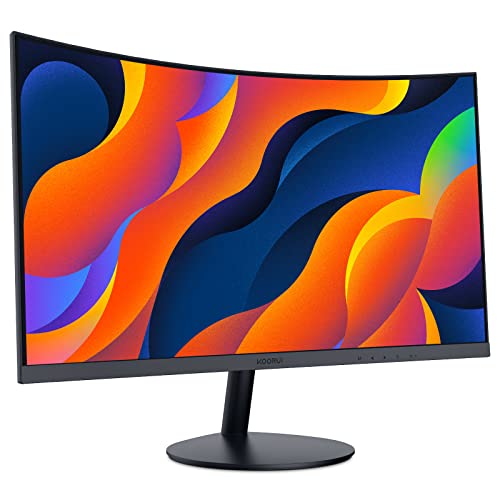 KOORUI 24-Inch Curved Computer Monitor- Full HD 1080P 60Hz Gaming Monitor 1800R LED Monitor HDMI VGA, Tilt Adjustment, Eye Care, Black 24N5C - 24N5C