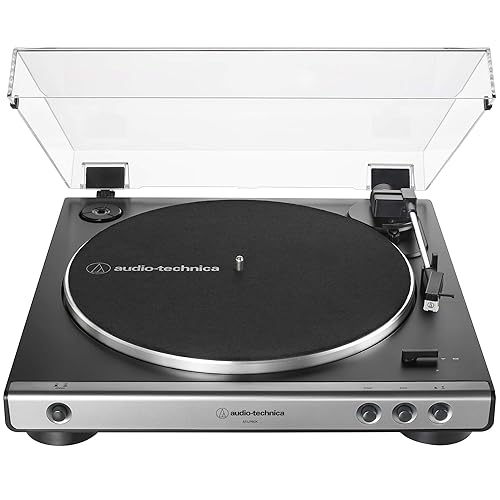 Audio-Technica AT-LP60X-GM Fully Automatic Belt-Drive Stereo Turntable, Hi-Fi, 2 Speed, Dust Cover, Anti-Resonance, Die-Cast Aluminum Platter - Gunmetal/Black - Wired - Turntable