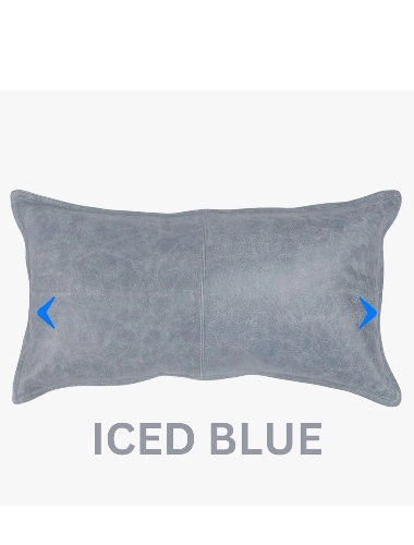 Genuine Leather Lumbar Pillow Cover Decorative Cushion Case for Couch & Sofa | Iced Blue / 12" x 20"