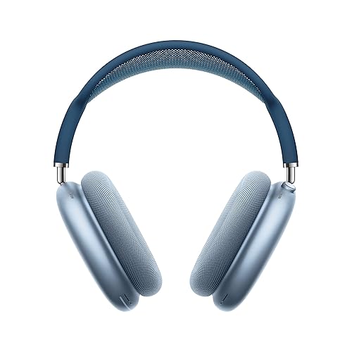 Apple AirPods Max Wireless Over-Ear Headphones, Active Noise Cancelling, Transparency Mode, Personalized Spatial Audio, Dolby Atmos, Bluetooth Headphones for iPhone – Sky Blue - Lightning - Sky Blue - Without AppleCare+
