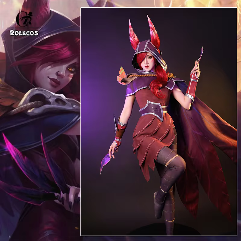 ROLECOS LOL The Rebel Xayah Cosplay Costume Game LOL Xayah New Champion Outfit Halloween Women Suit with Cloak - AliExpress 