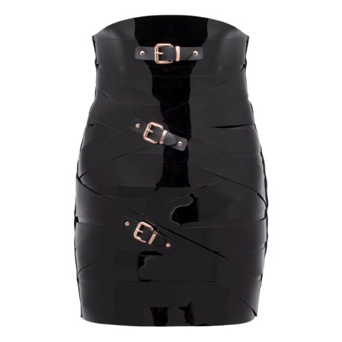 LACK BLACK STRAPSKIRT | CUSTOM-MADE / BLACK