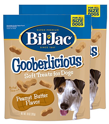 Bil-Jac Gooberlicious Soft Treats for Dogs - Puppy Training Treat Rewards, 10oz Resealable Double Zipper Pouch, Peanut Butter Flavor Chicken Liver Dog Treats (2-Pack) - 10 Ounce (Pack of 2) - 2-Pack