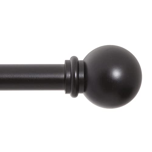Kenney KN71607 Chelsea Ball End Standard Decorative Window Curtain Rod, 48-86" Adjustable Length, Black Finish, 5/8" Diameter Steel Tube, 1-Pack - 1-Pack - 48-86" - Black