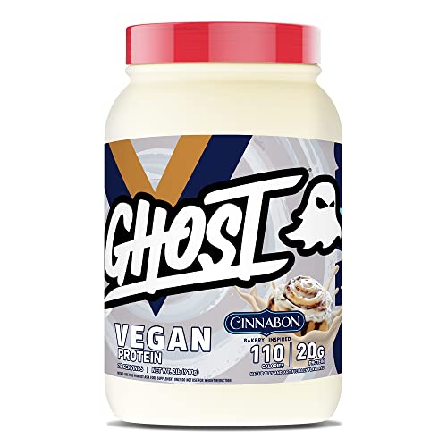 GHOST Vegan Protein Powder, Cinnabon - 2lb, 20g of Protein - Plant-Based Pea & Organic Pumpkin Protein - ­Post Workout & Nutrition Shakes, Smoothies, & Baking - Soy & Gluten-Free - Cinnabon