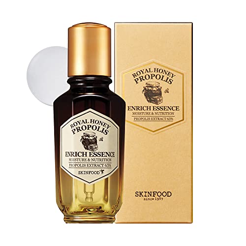 SKINFOOD Royal Honey Propolis Enrich Essence - 63% Black Bee Propolis & 10% Royal Jelly Extract - Propolis Serum for Skin - Royal Face Toner - 1.69 Fl. Oz. (50mL)