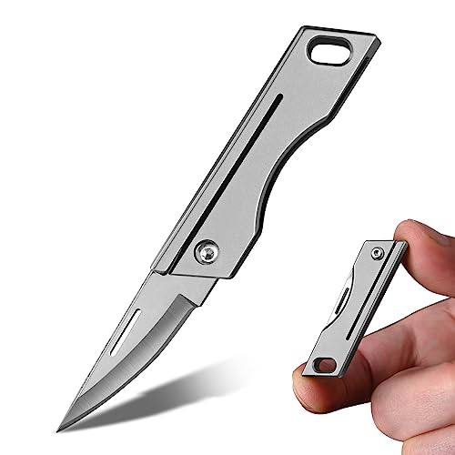 ITOKEY Small Pocket Knife, Keychain Knife for Men, Folding Titanium Knives, Perfect EDC Knifes, Box Cutter for Office Home