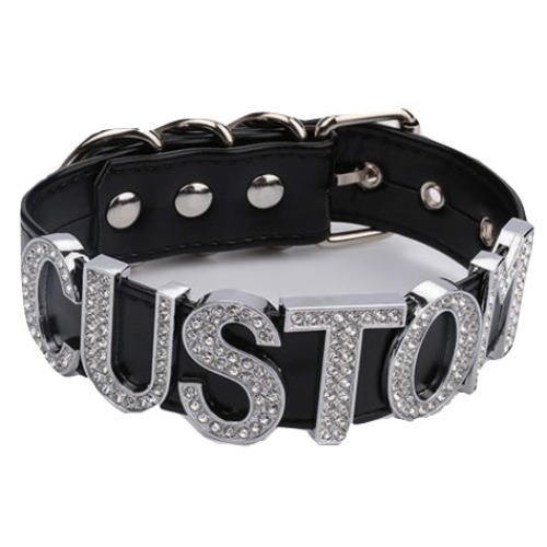 Rhinestone Custom Collar - Black Silver
