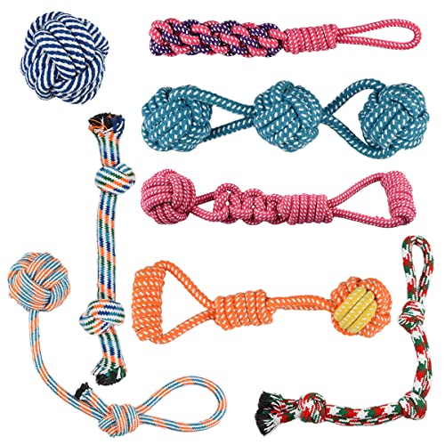 Dog Rope Toys for Aggressive Chewers,Dog Toys for Large Dogs, Dog chew Toy Set for Medium Dogs,Cotton Dog Rope Toy for Teething Chewing Playing, Resistant to Pull and Drag (Set of 8)
