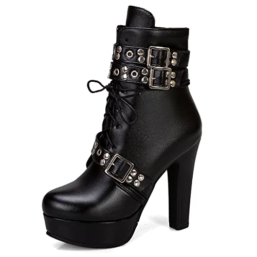 Scaoruki Fashion Platform Booties - 14 - 110 Black