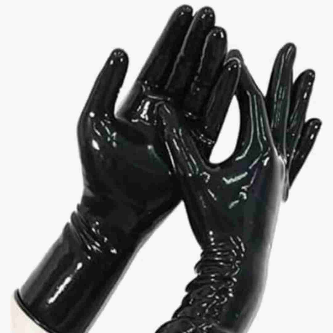 PEDLGUMEROIDO Gants courts en latex de 0,4 mm d'épaisseur avec bords roulés, Noir , XS : Amazon.com.be: Fashion