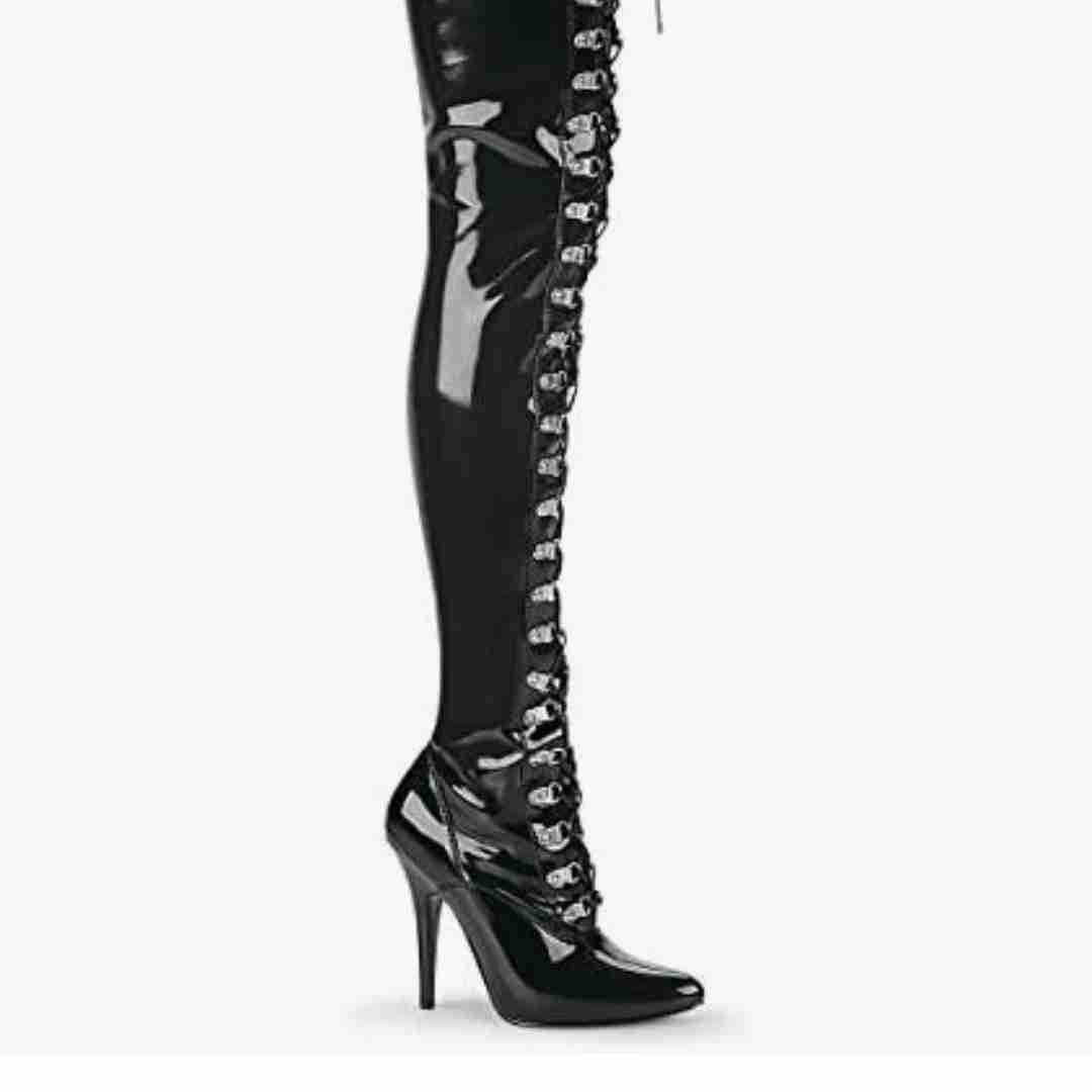 Pleaser Seduce-3024, Women's Long Boots, Black Nero Blk Str Pat, 42 EU, Black Nero Blk Str Pat : Amazon.com.be: Fashion