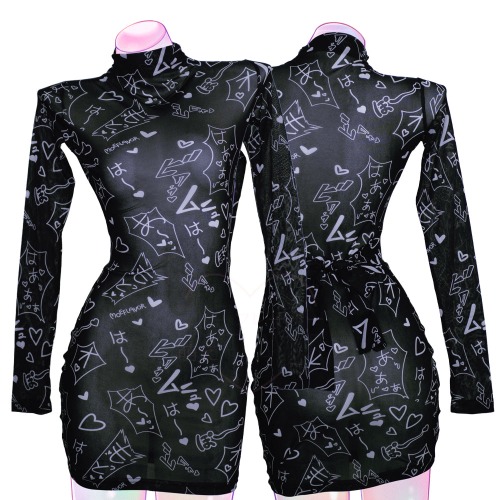 Mesh Manga Noises Dress - White / S/M