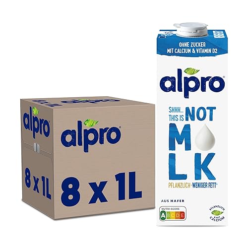 Alpro This is Not Milk Weniger Fett – Vegan und milchfrei – 1,8 Prozent Fett – Von Natur aus laktosefrei – Reich an Ballaststoffen, Calcium und Vitaminen – 8 x 1 L – Haltbar - This is Not Milk 1,8 Prozent - 1 l (8er Pack)