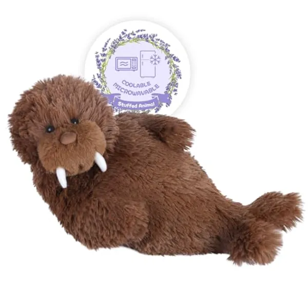SuzziPals Warming Walrus Stuffed Animals, Microwavable Stuffed Animal Heating Pads for Cramps Pain, Anxiety & Stress Relief, Cuddly Companion Walrus Plush Toys for Kids Adults, Cute Soft Walrus Gifts