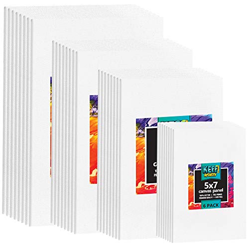 KEFF Canvas Boards for Painting - 32 Pack - Art Supplies Paint Canvas 5x7, 8x10, 9x12, 11x14 Canvas Panels, 100% Cotton Pre-Primed Large Canvas for Painting Supplies, Acrylic, Oil, Watercolor, Tempera - 32 Pack - 8 of Each 5x7, 8x10, 9x12, 11x14