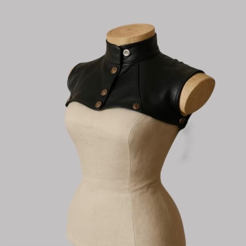 Leather and Brass Bolero with Lace Up Back