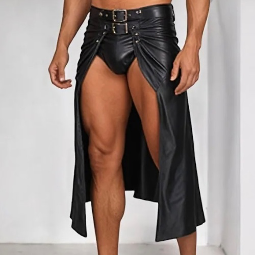 Leather Open Front Kilt/Skirt