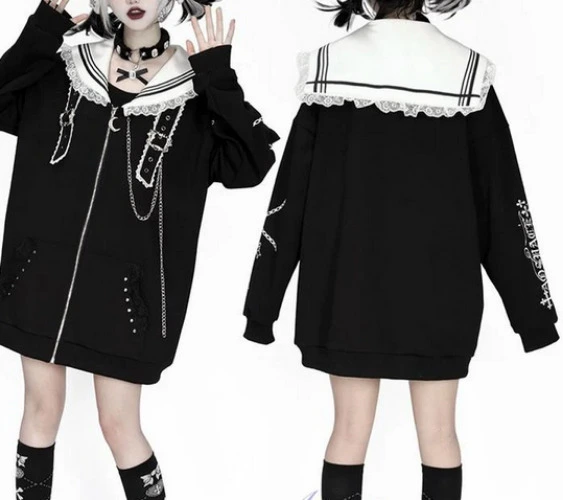 Subculture Sailor Collar Jacket, Chain Accents 