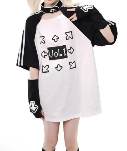 Tenshi Kaiwai T-Shirt Set Tech Print Short Sleeve Top Shorts 