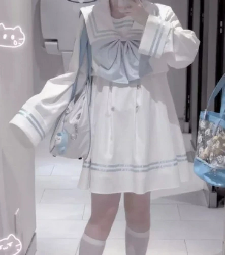 Sailor Collar JK Uniform Dress, Flared Sleeves 