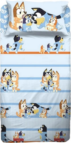  hermet Bluey Single Duvet Cover Set Single Bed Sheet Fitted Sheet Pillowcase 100% Cotton Official Product 
