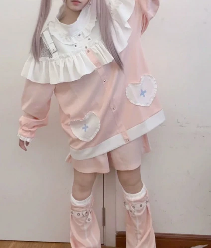 Subculture Pink Open-Shoulder Sweatshirt + Pocketed Shorts 