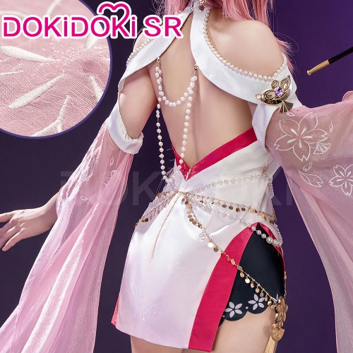 DokiDoki-SR Game Genshin Impact Cosplay Raiden Shogun / Yae Miko Costume Flowing Lights Doujin Cheongsam Qipao | Yae Miko-S-PRESALE