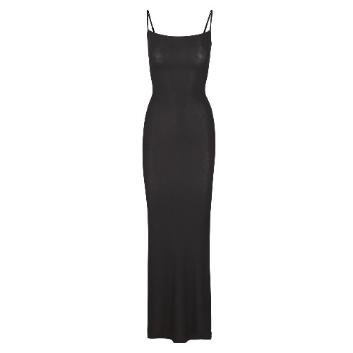 SOFT LOUNGE LONG SLIP DRESS | ONYX