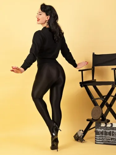 Opulent Opaque Seamed Tights H2091 | Large (5'9" - 6'0") / Black